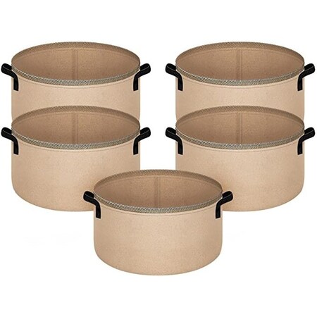 Ipower Grow Bag, 30-gallon, 5-pack, Tan, 5PK GLGROWBAG30X5TAN